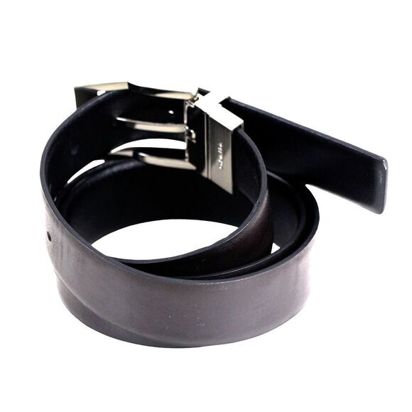 Calvin Klein BLACK BROWN REAL LEATHER 1 1/4"Wd REVERS CASUAL DRESS BELT 34 (t23 - Picture 5 of 16